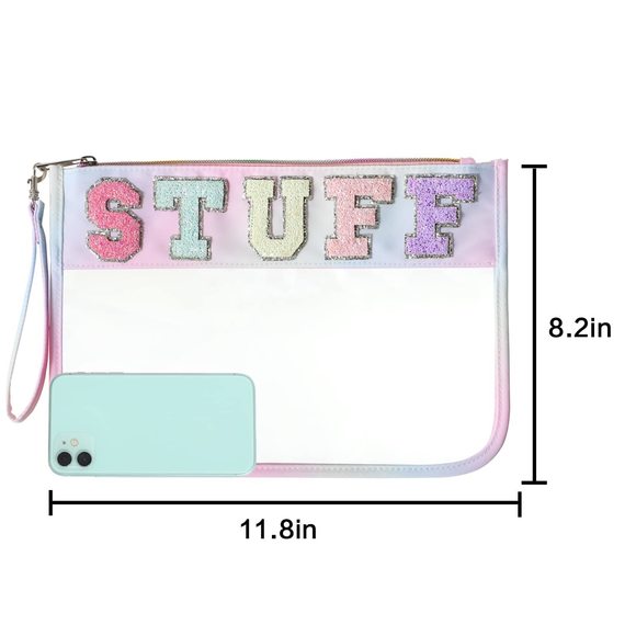 Glitter Letter Clear Zipper Pouch For Travel,nylon Clear Cosmetic Stuff🐭 - Picture 4 of 8